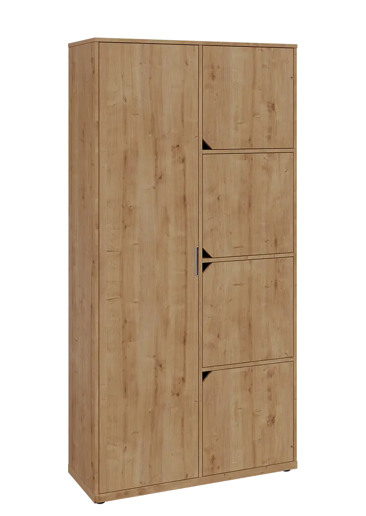 KSR6-82 L skříň šatní, 1x výsuvné ramínko, 4x dvířka, 2053x1022x400 mm, provedení levé, dub lite